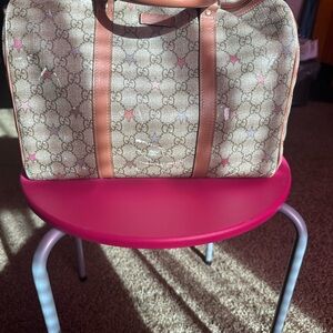 Gucci Beige and Pink Star-Patterned Satchel